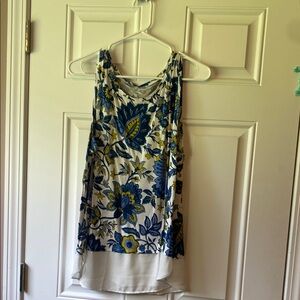 LOFT Blue and Yellow Floral Top
